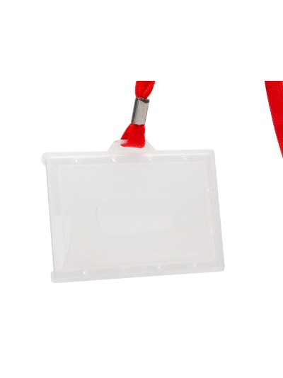Identificador q-connect kf03303 con cordon plano rojo y apertura lateral 94x60 mm