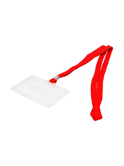 Identificador q-connect kf03303 con cordon plano rojo y apertura lateral 94x60 mm