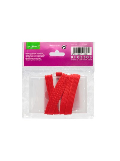 Identificador q-connect kf03303 con cordon plano rojo y apertura lateral 94x60 mm