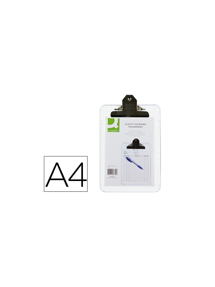 Portanotas q-connect plastico transparente din a4 4 mm Portanotas q-connect plastico transparente din a4 4 mm