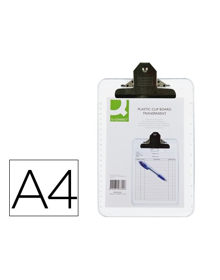 Portanotas q-connect plastico transparente din a4 4 mm