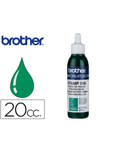 Tinta brother para sellos automaticos color verde bote de 20 cc