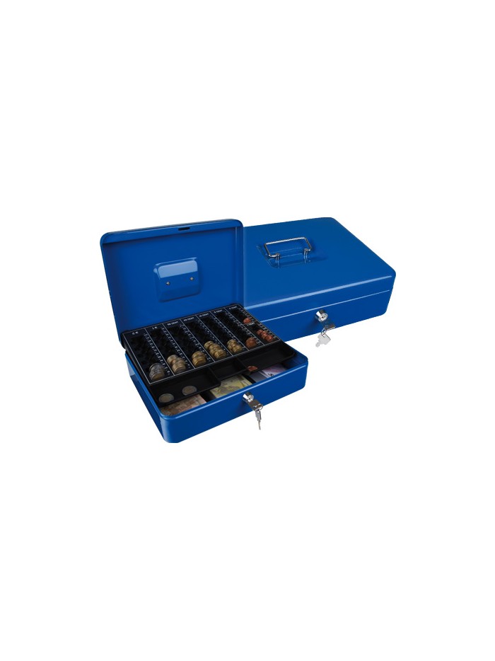 Caja caudales q-connect 12/' 300x240x90 mm azul con portamonedas Caja caudales q-connect 12/' 300x240x90 mm azul con portamonedas