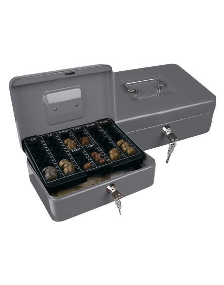 Caja caudales q-connect 10/' 250x180x90 mm plata con portamonedas