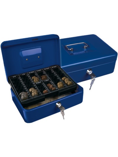 Caja caudales q-connect 10/' 250x180x90 mm azul con portamonedas