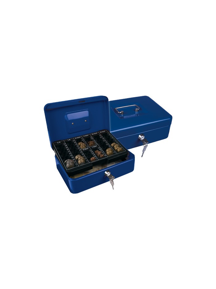 Caja caudales q-connect 10/' 250x180x90 mm azul con portamonedas Caja caudales q-connect 10/' 250x180x90 mm azul con portamonedas