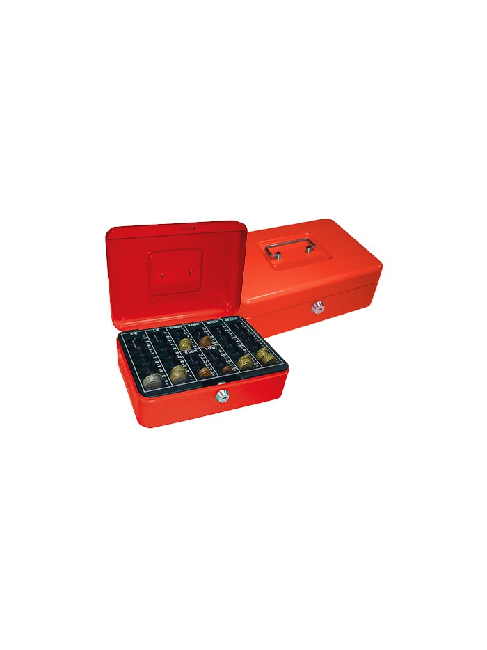 Caja caudales q-connect 10/' 250x180x90 mm roja con portamonedas Caja caudales q-connect 10/' 250x180x90 mm roja con portamonedas