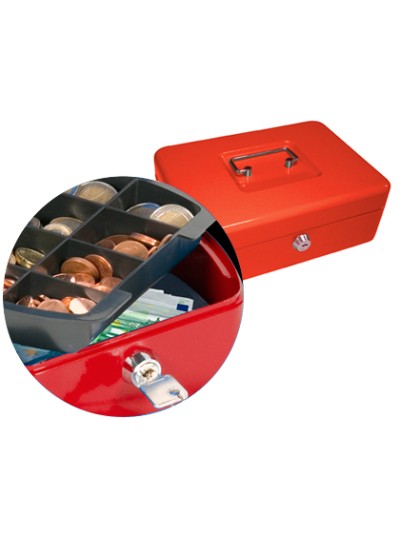 Caja caudales q-connect 10/' 250x180x90 mm roja con portamonedas