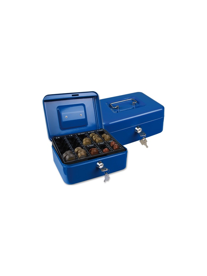 Caja caudales q-connect 8/' 200x160x90 mm azul con portamonedas Caja caudales q-connect 8/' 200x160x90 mm azul con portamonedas