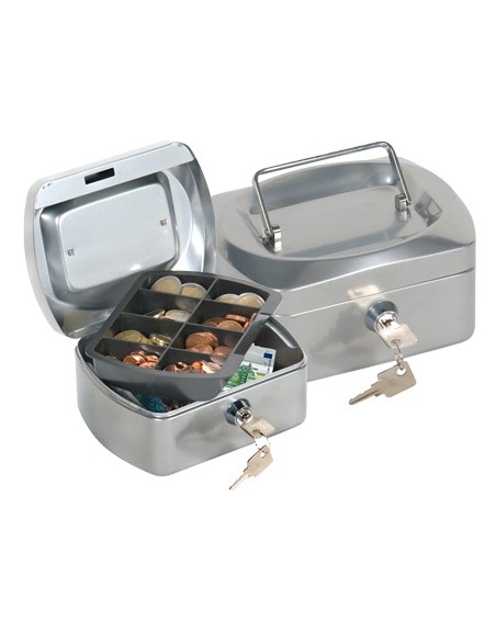 Caja caudales q-connect 6/' 152x115x80 mm plata con portamonedas