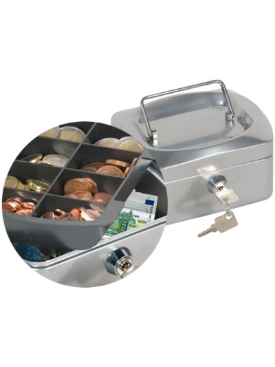 Caja caudales q-connect 6/' 152x115x80 mm plata con portamonedas