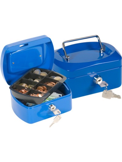 Caja caudales q-connect 6/' 152x115x80 mm azul con portamonedas