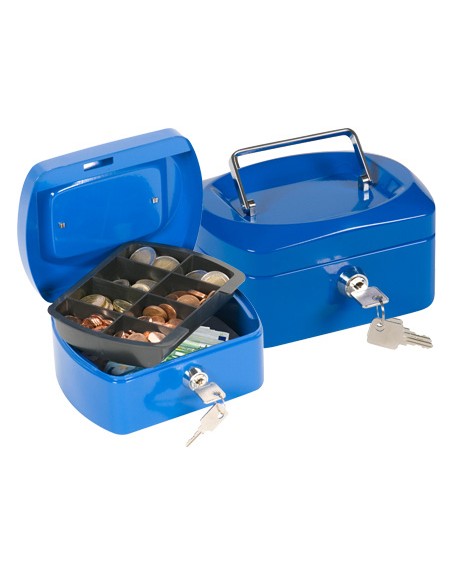 Caja caudales q-connect 6/' 152x115x80 mm azul con portamonedas