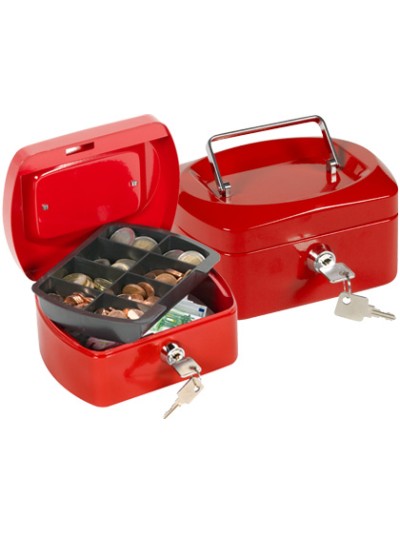 Caja caudales q-connect 6/' 152x115x80 mm roja con portamonedas