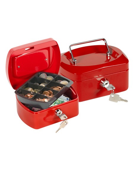 Caja caudales q-connect 6/' 152x115x80 mm roja con portamonedas