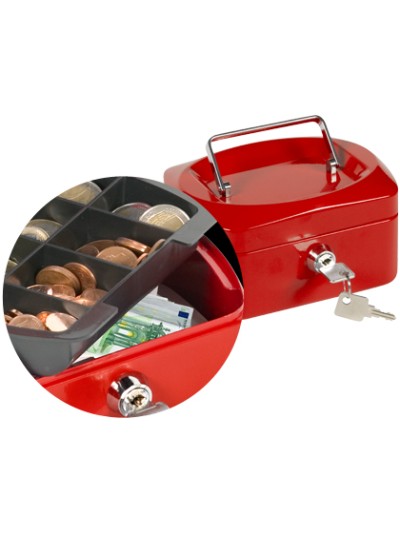 Caja caudales q-connect 6/' 152x115x80 mm roja con portamonedas