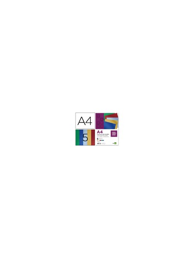 Cartulina liderpapel a4 235 g/m2 metalizada 5 colores surtidos paquete de 50 hojas