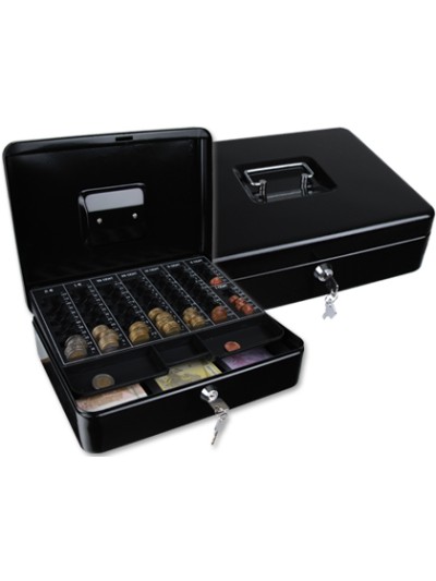 Caja caudales q-connect 12/' 300x240x90 mm negra con portamonedas