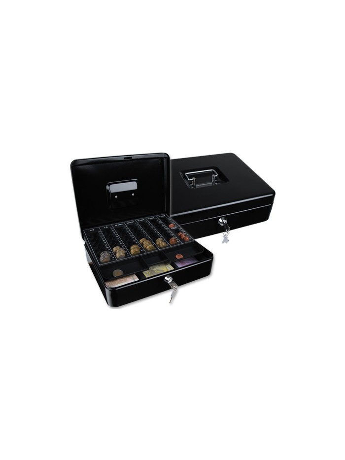 Caja caudales q-connect 12/' 300x240x90 mm negra con portamonedas Caja caudales q-connect 12/' 300x240x90 mm negra con portamonedas