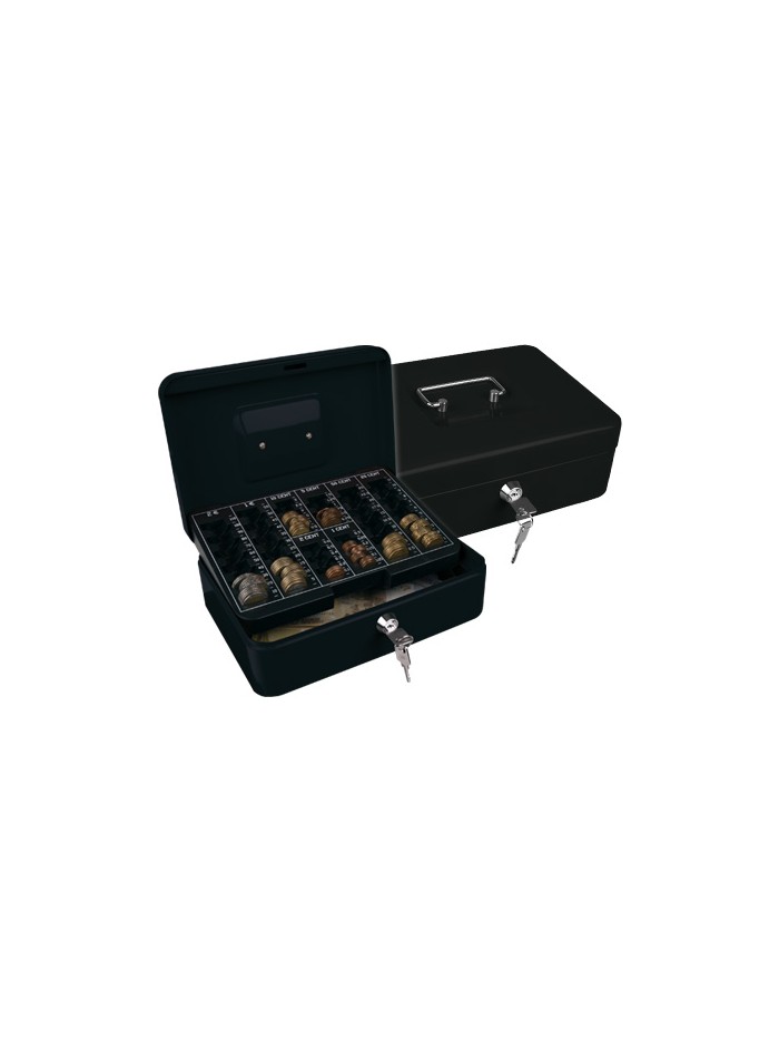Caja caudales q-connect 10/' 250x180x90 mm negra con portamonedas Caja caudales q-connect 10/' 250x180x90 mm negra con portamonedas