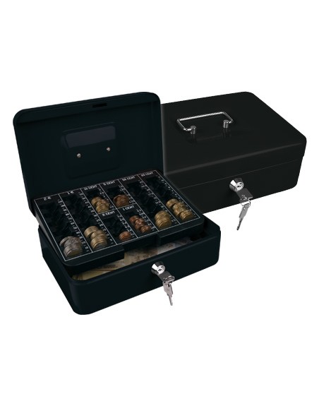Caja caudales q-connect 10/' 250x180x90 mm negra con portamonedas