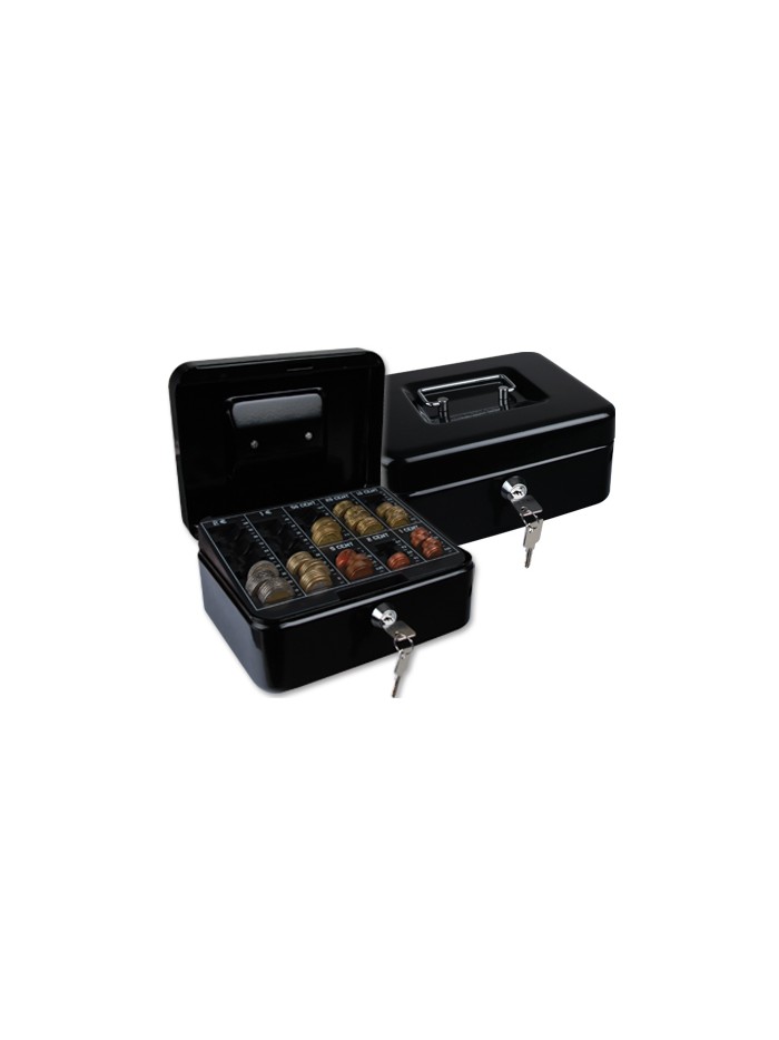 Caja caudales q-connect 8/' 200x160x90 mm negra con portamonedas Caja caudales q-connect 8/' 200x160x90 mm negra con portamonedas