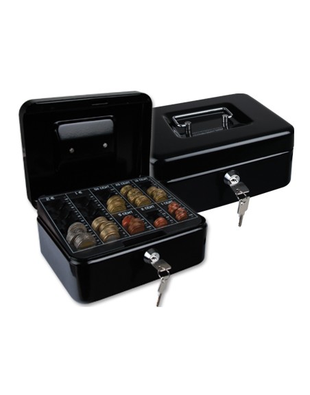 Caja caudales q-connect 8/' 200x160x90 mm negra con portamonedas
