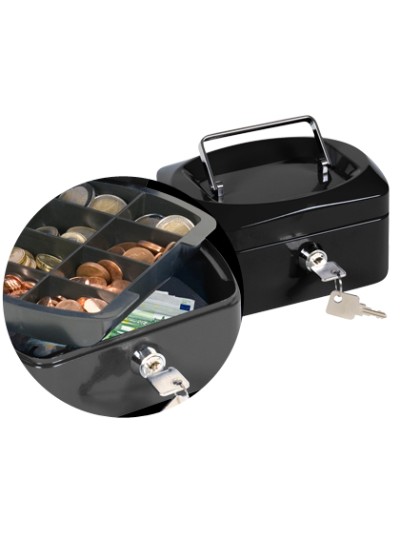 Caja caudales q-connect 6/' 152x115x80 mm negra con portamonedas