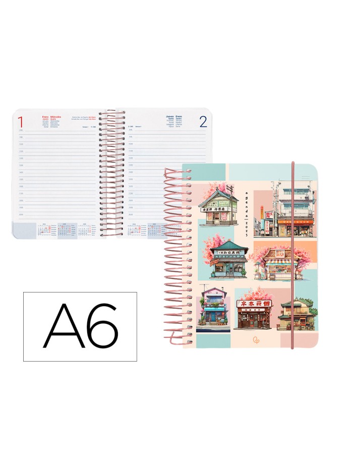 Agenda espiral liderpapel sant orini a6 2025 dia pagina mosaico papel 60 gr Agenda espiral liderpapel sant orini a6 2025 dia pagina mosaico papel 60 gr