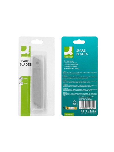 Repuesto cuter q-connect ancho para modelos kf10632/kf10635/kf10937/kf10634 cuchilla 18 mm blister 12 unidades
