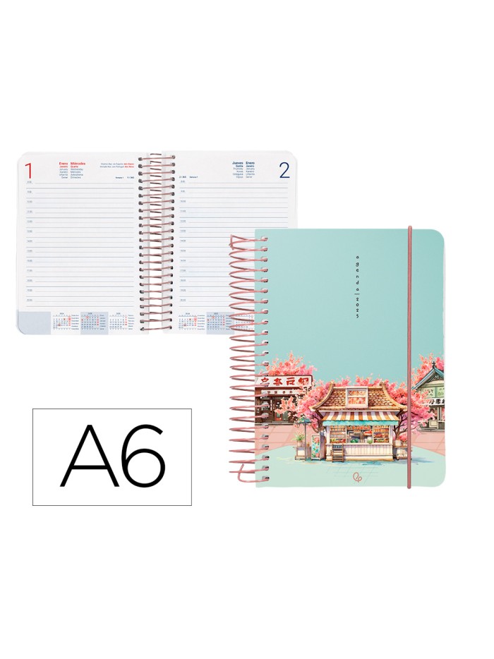 Agenda espiral liderpapel santorini a6 2025 dia pagina cherry blossoms papel 60 gr Agenda espiral liderpapel santorini a6 2025 dia pagina cherry blossoms papel 60 gr