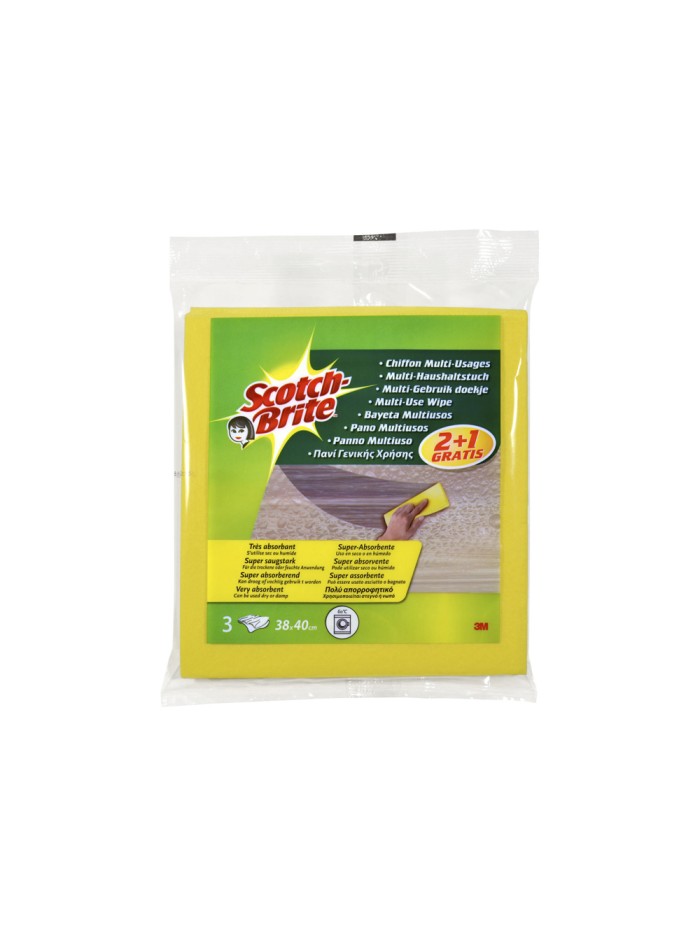 Bayeta multiuso 3m scotch brite amarilla pack 2 unidades + 1 gratis Bayeta multiuso 3m scotch brite amarilla pack 2 unidades + 1 gratis