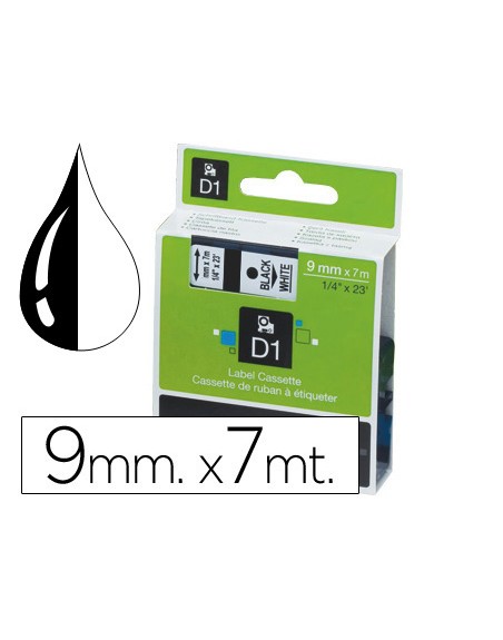 Cinta dymo negro-transparente 9mm x 7mt d1