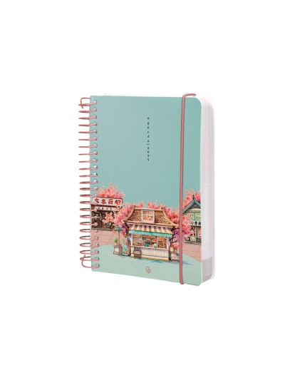 Agenda espiral liderpapel santorini a6 2025 dia pagina cherry blossoms papel 60 gr