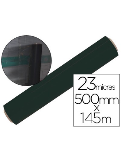 Film extensible q-connect manual ancho 500 mm largo 145 mt espesor 23 micras negro