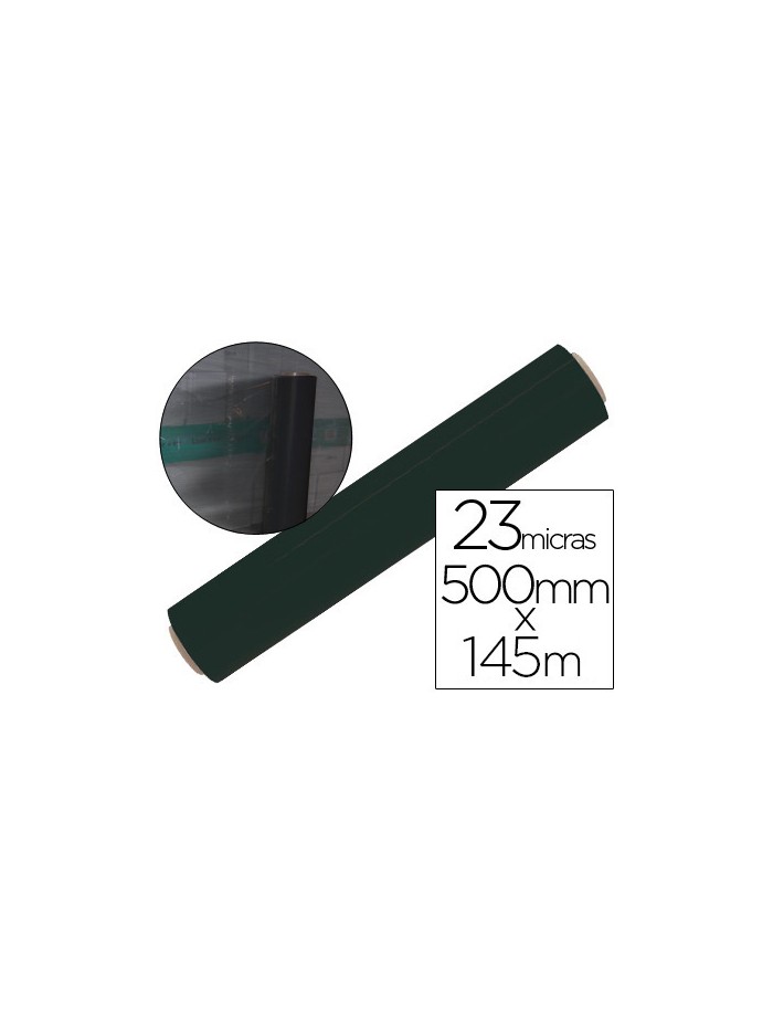 Film extensible q-connect manual ancho 500 mm largo 145 mt espesor 23 micras negro Film extensible q-connect manual ancho 500 mm largo 145 mt espesor 23 micras negro