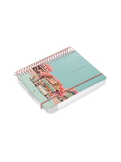 Agenda espiral liderpapel santorini a6 2025 dia pagina cherry blossoms papel 60 gr