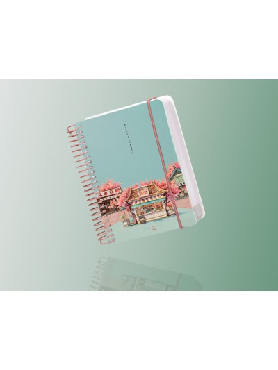 Agenda espiral liderpapel santorini a6 2025 dia pagina cherry blossoms papel 60 gr