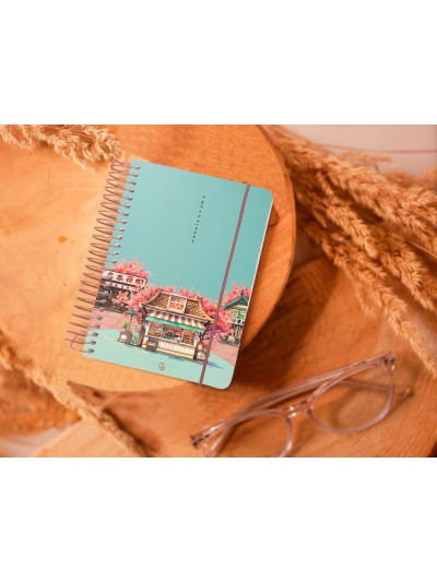 Agenda espiral liderpapel santorini a6 2025 dia pagina cherry blossoms papel 60 gr