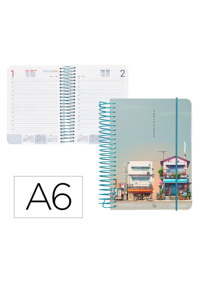 Agenda espiral liderpapel santorini a6 2025 dia pagina street view papel 60 gr Agenda espiral liderpapel santorini a6 2025 dia pagina street view papel 60 gr