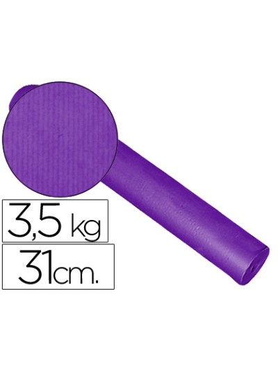 Papel de regalo kraft liso bobina ancho 31 cm peso 3,5 kg gramaje 60 gr color lila