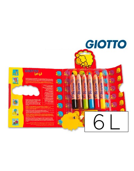 Lapices de colores giotto super bebe caja de 6 lapices colores surtidos + sacapuntas