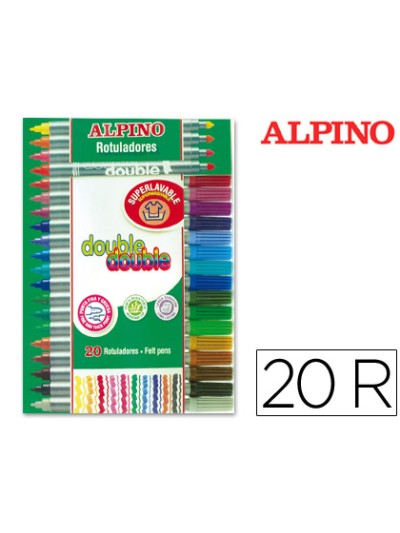 Rotulador alpino double double punta gruesa y punta fina caja de 20+4 colores surtidos