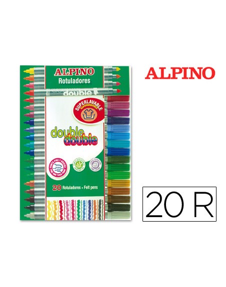 Rotulador alpino double double punta gruesa y punta fina caja de 20+4 colores surtidos