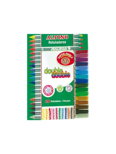 Rotulador alpino double double punta gruesa y punta fina caja de 20+4 colores surtidos