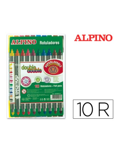 Rotulador alpino double double punta gruesa y punta fina caja de 10+2 colores surtidos