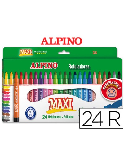 Rotulador alpino maxi caja de 24 colores surtidos