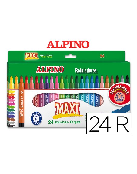 Rotulador alpino maxi caja de 24 colores surtidos