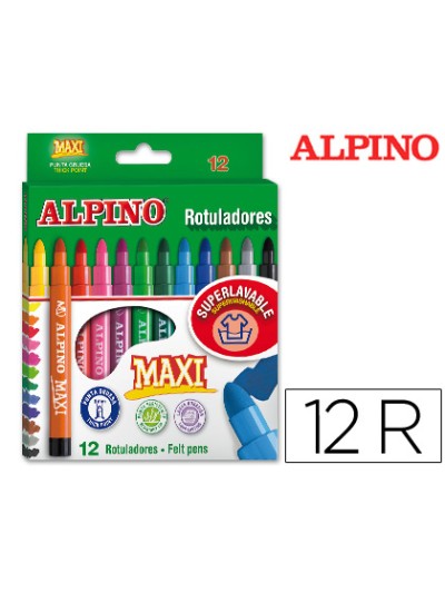 Rotulador alpino maxi caja de 12 colores surtidos