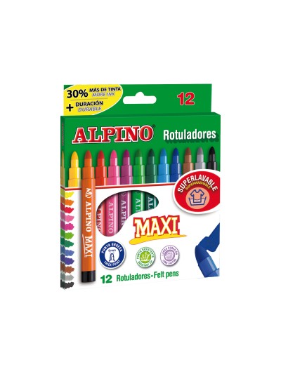 Rotulador alpino maxi caja de 12 colores surtidos